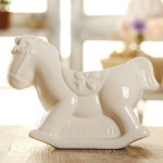 Ivory White color Ceramic Rocking Horse Planter