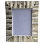 Picture Frame White & Gold Striped