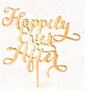 Happily Ever After Cake Topper in the color Gold