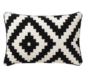 Black Patterned Pillow Cotton Textile