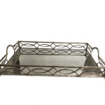 Silver Glass Serving Tray with mirrored bottom