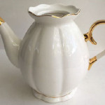 White Porcelain Gold Accent Teapot