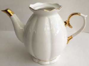 White Porcelain Gold Accent Teapot