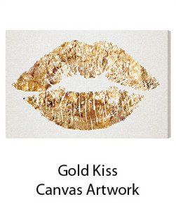 Gold Kiss Canvas Artwork White Background