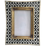 Black and White colored Photo Frame Golden Rim