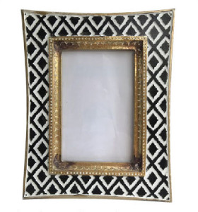 Black and White colored Photo Frame Golden Rim