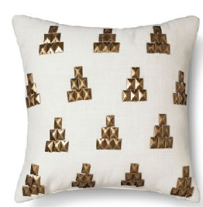 Gold Metallic Stud Pillow white color Cotton