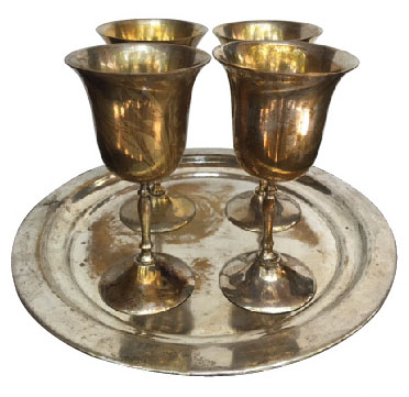 Goblet set in Silver Brass and Gold Colors