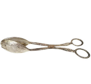 Old Time Antique Plated Salad Thongs in Silve