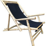 Fabric Bamboo Beach Chair Black fabric