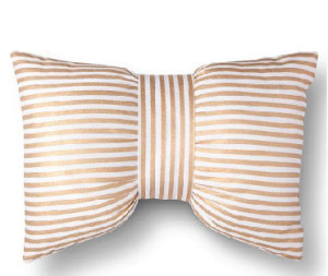 White Gold Striped Bow Tie