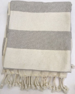 Fabric Gray Striped Throw