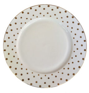 White and Gold Dots Dinner Plate