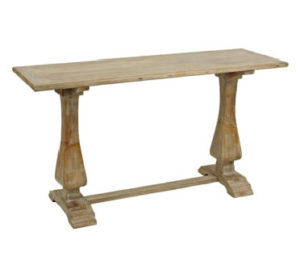 distressed natural pedestal console table