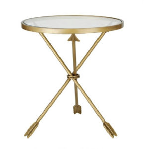 glass gold side table arrow metal